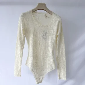 Pain De Sucre Ecru French Lace Bodysuit Eros