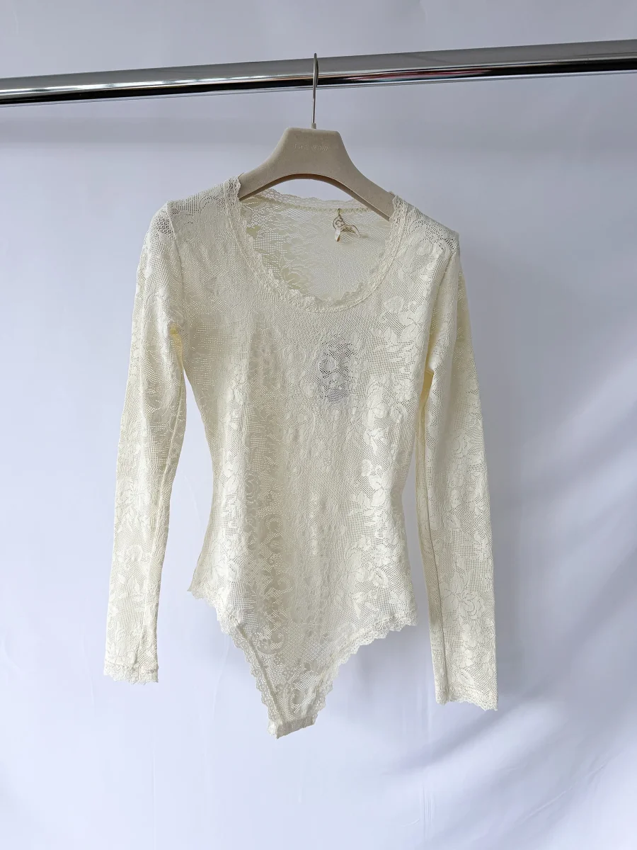 Pain De Sucre Ecru French Lace Bodysuit Eros
