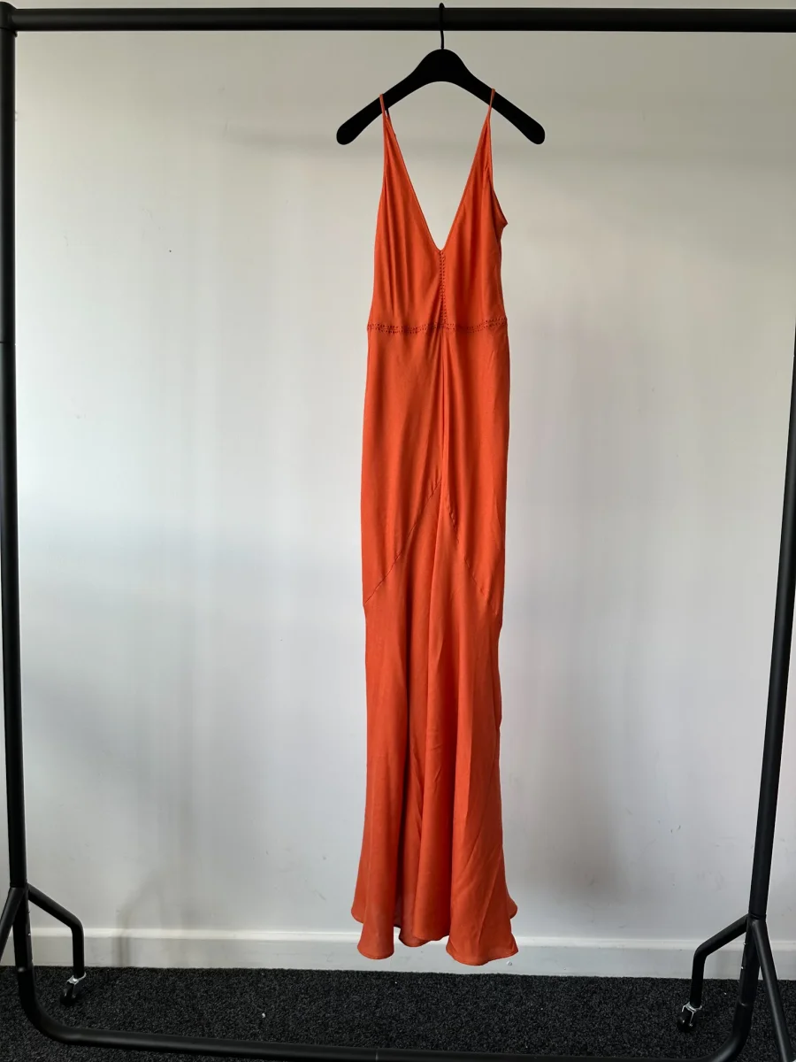 Gabriela Hearst Orange Cashmere Silk Twill Summer Maxi Dress - Imagen 7