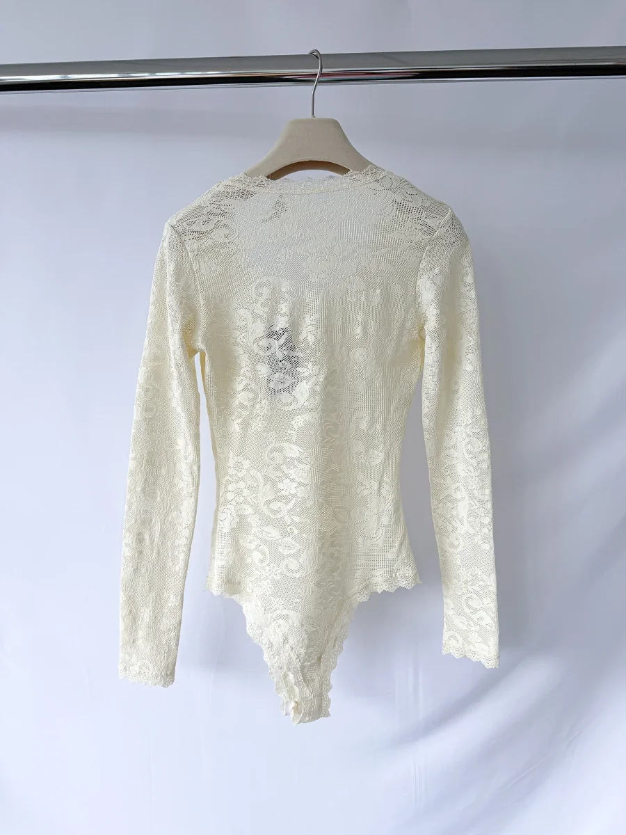 Pain De Sucre Ecru French Lace Bodysuit Eros - Imagen 5