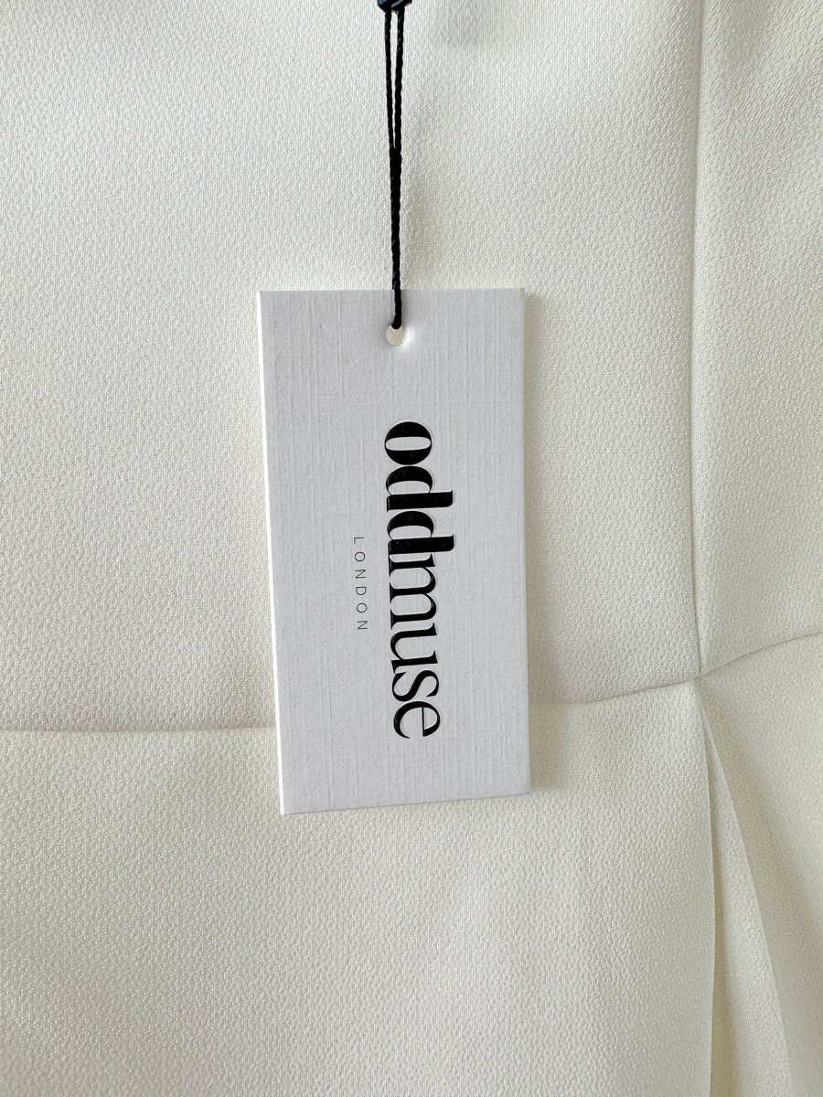 Odd Muse White Drop Hem Halterneck Mini Dress - Imagen 7
