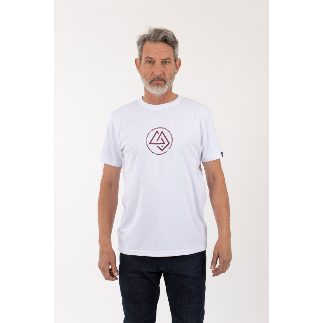 Polera Hombre Logo Circular Blanca