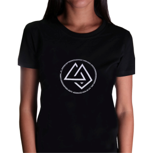 Polera Mujer Logo Circular Negra