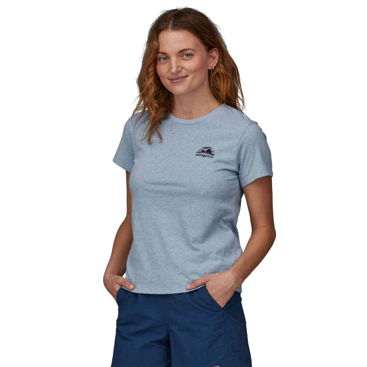 Polera Mujer Skyline Stencil Responsibili-Tee Stream Blue - Imagen 5