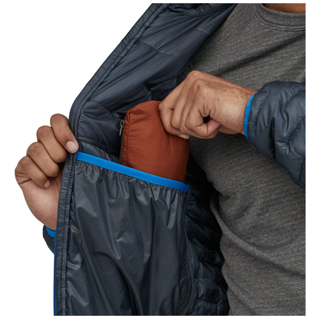 Parka Sintética Micro Puff Hoody Hombre Azul - Imagen 7