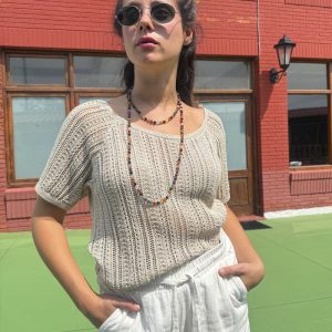 Jersey de punto calado beige