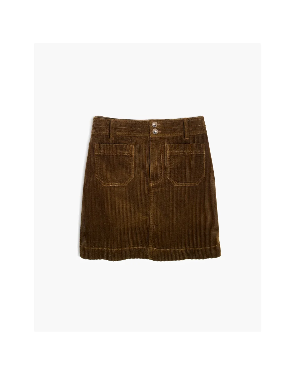 Madewell Corduroy Brown Autumnal Pocket Front A-Line Mini Skirt - Imagen 7