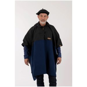 Poncho Taiyin Unisex Negro/Azul