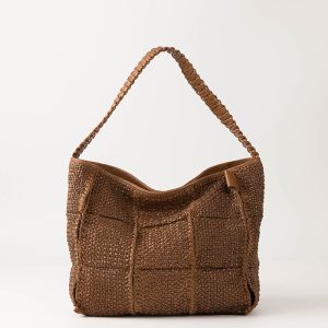 Bolso de piel de cuadros trenzado