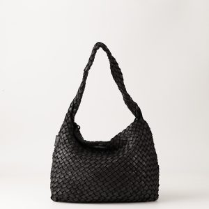 Bolso de piel trenzada en negro