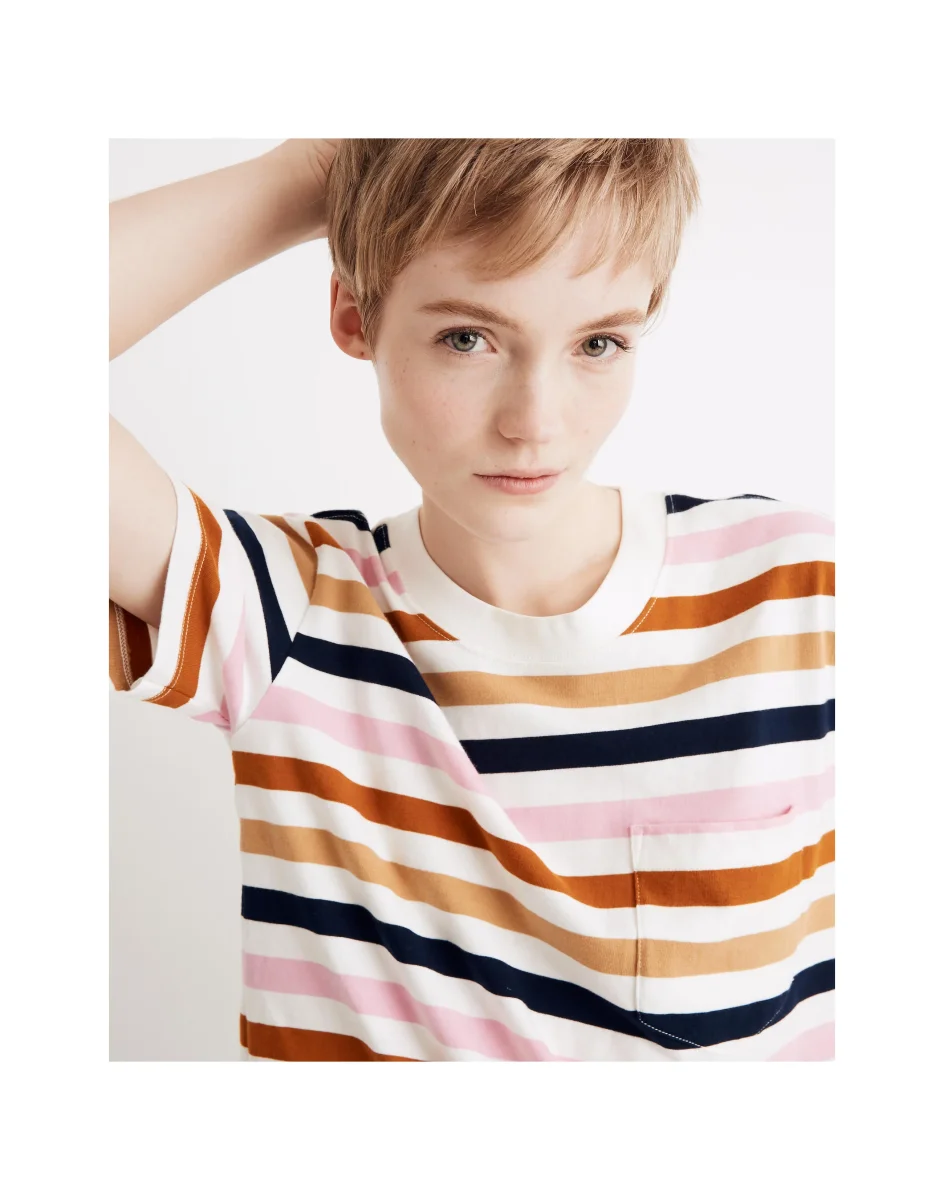 MADEWELL Easy Crop Tee Shirt in Beatrice Stripe - Imagen 5