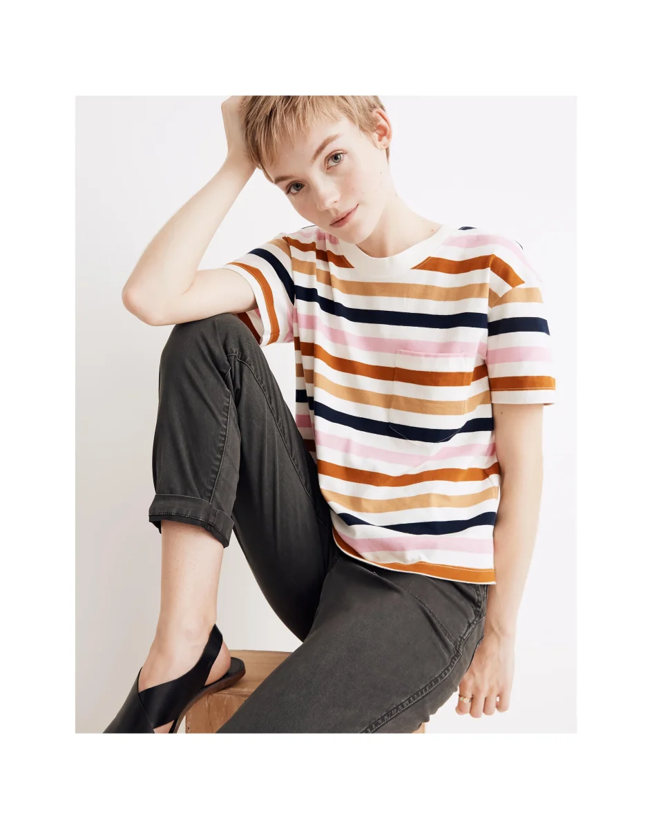 MADEWELL Easy Crop Tee Shirt in Beatrice Stripe - Imagen 7