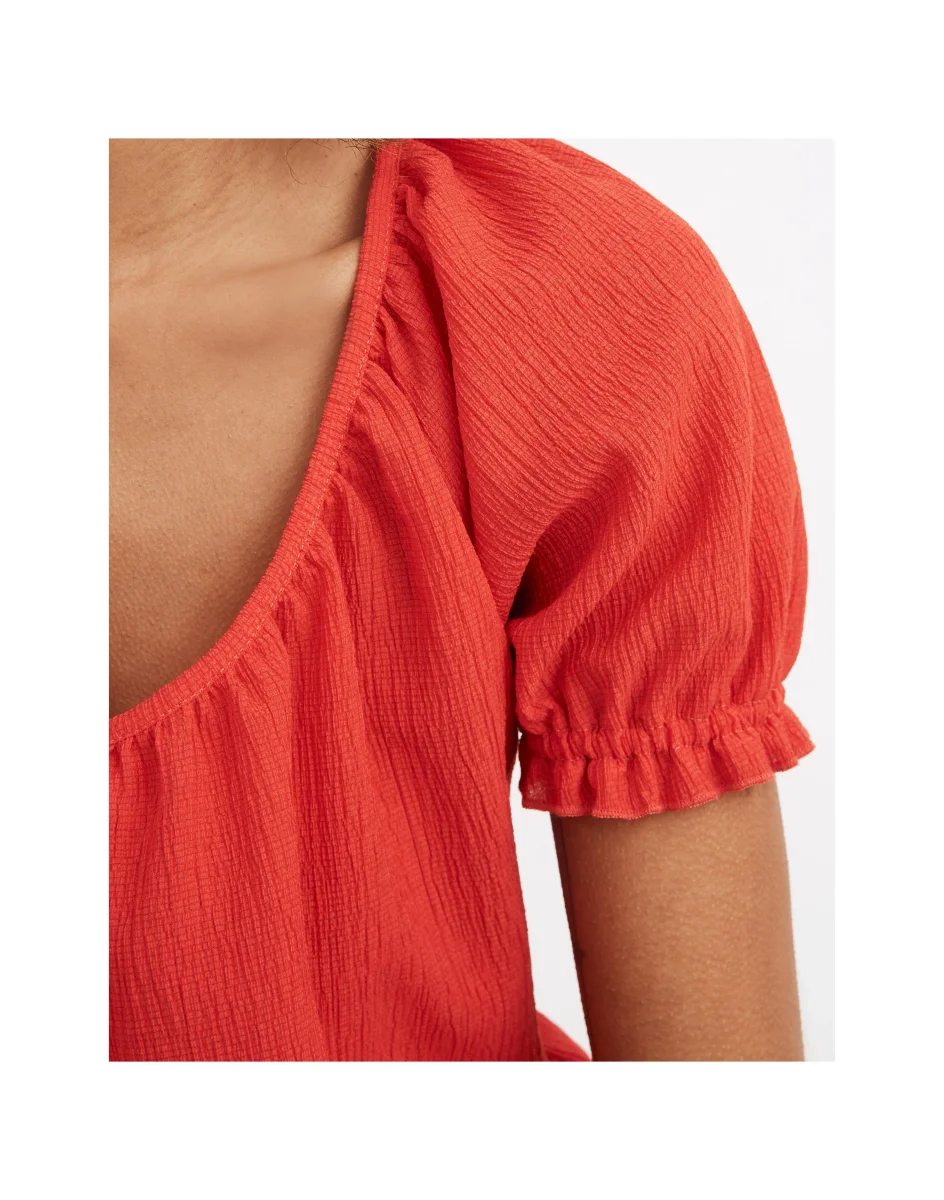 MADEWELL Texture & Thread Red Peasant Top - Imagen 5