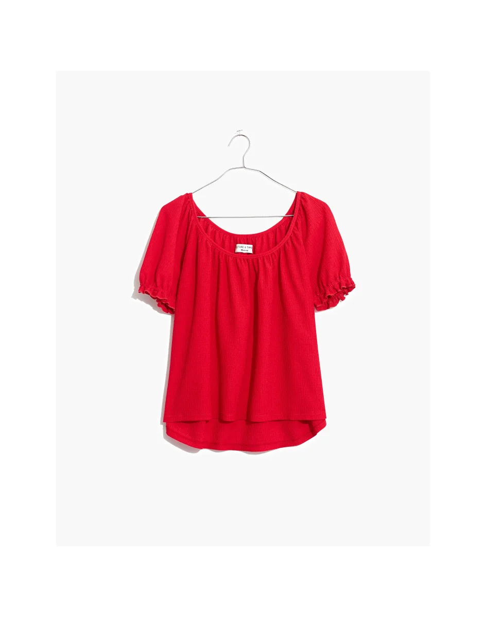 MADEWELL Texture & Thread Red Peasant Top - Imagen 6