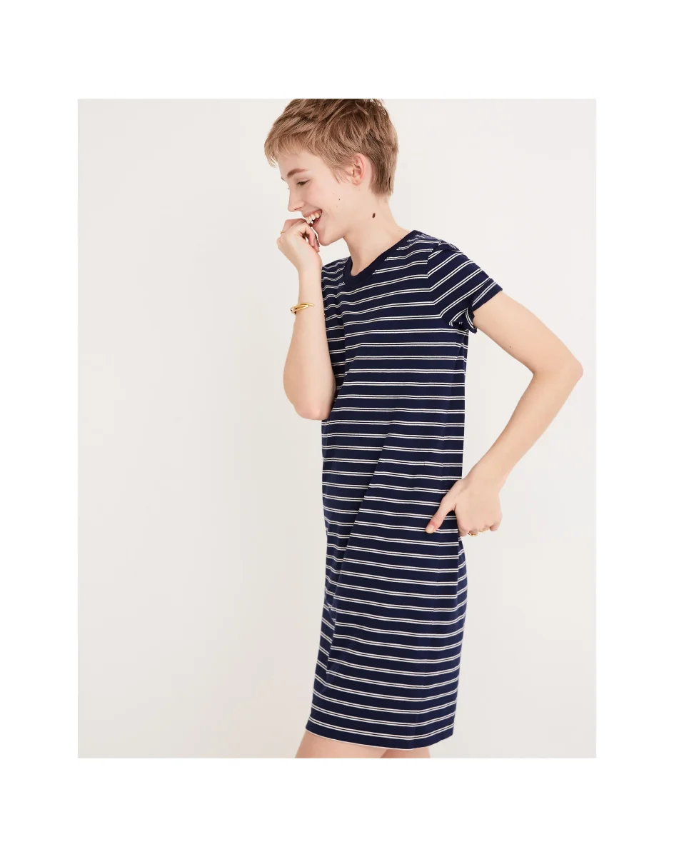 MADEWELL Navy & White Tee Dress In Epperson Stripe - Imagen 5