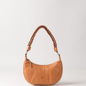 Bolso de piel con asa trenzada salmón