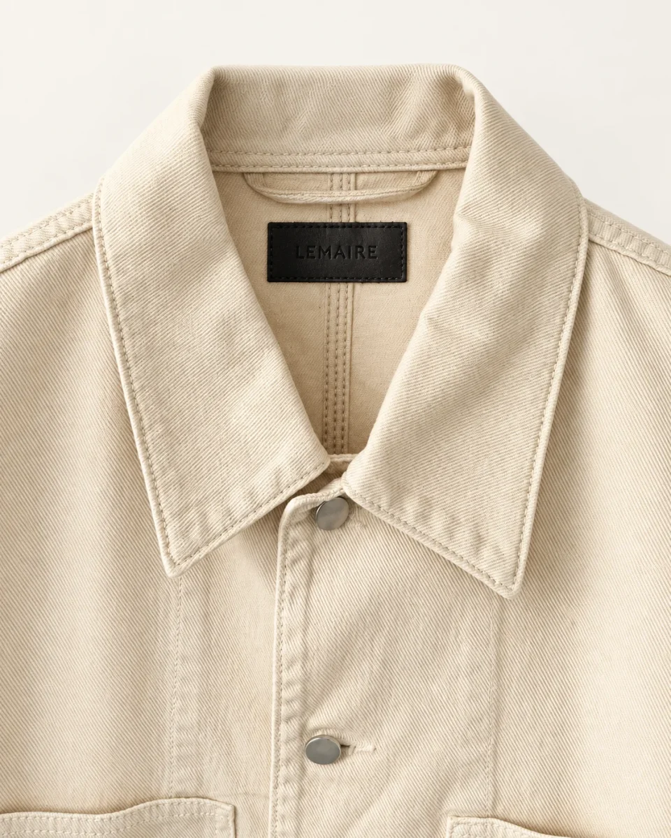 Lemaire Cream Workwear Over Shirt Denim Jacket - Imagen 7