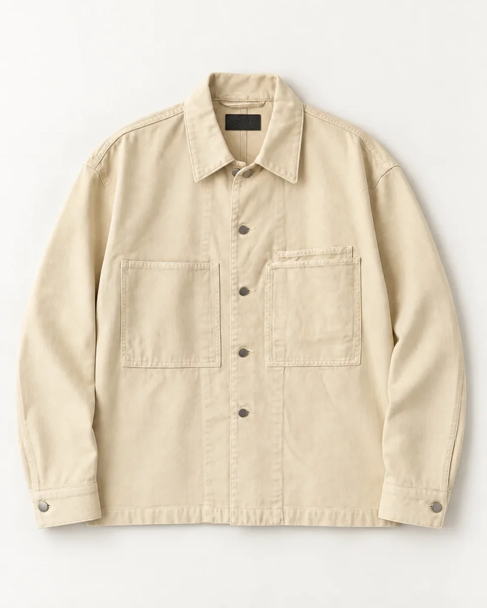 Lemaire Cream Workwear Over Shirt Denim Jacket - Imagen 6