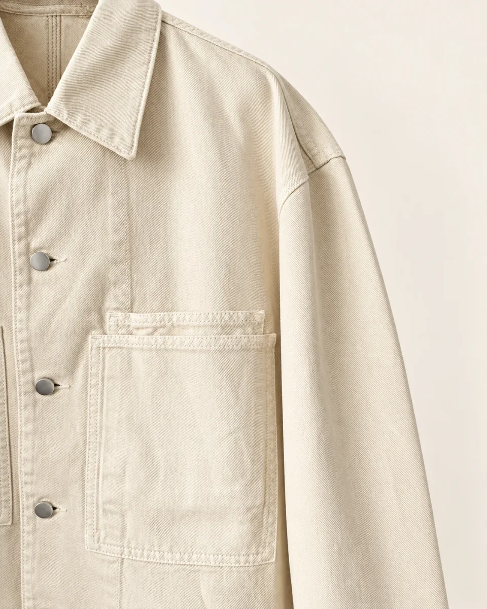 Lemaire Cream Workwear Over Shirt Denim Jacket - Imagen 9