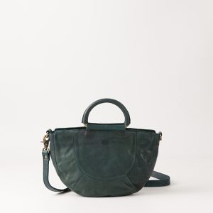 Bolso de mano de piel verde
