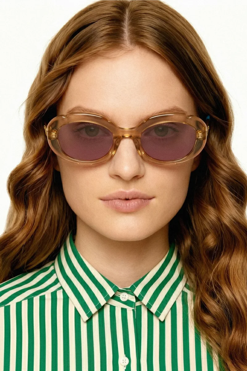 Gafas de sol ambar con punta patillas multicolor verde y azul claro - Imagen 6