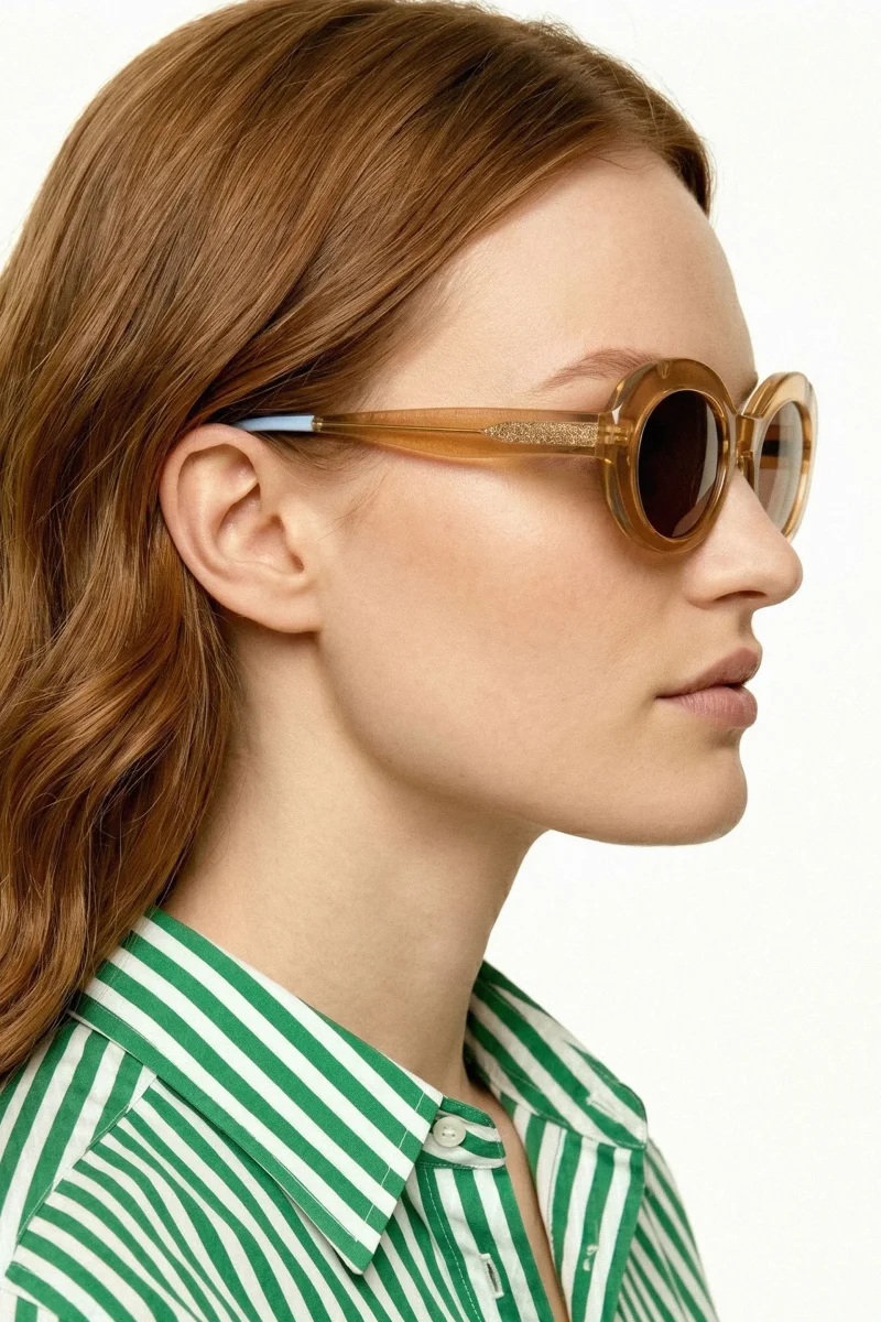 Gafas de sol ambar con punta patillas multicolor verde y azul claro - Imagen 3