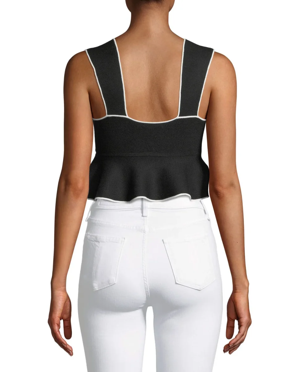 Club Monaco Nuru Sleeveless Cropped Knitted Flounce Top - Imagen 3