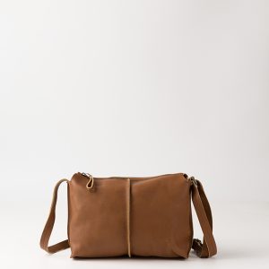 Bolso bandolera de piel en tono cuero