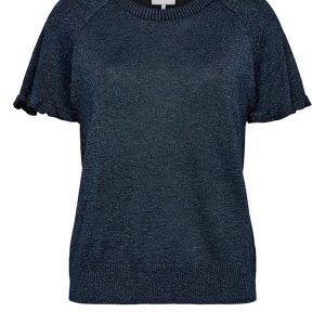 Top de punto fino azul con brillo