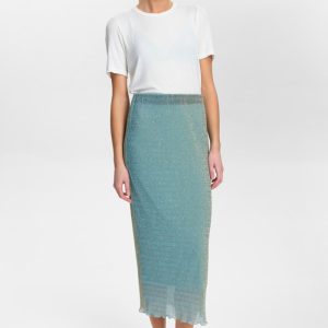 Falda midi azul con brillo