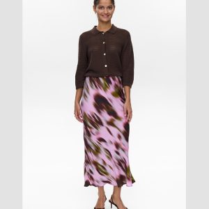 Falda midi satinada con estampado