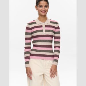 Jersey de punto de canalé con rayas