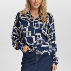 Blusa azul marino estampada