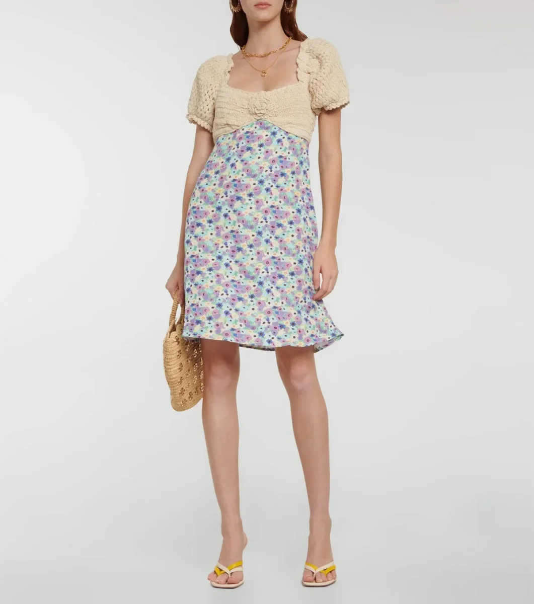 Rixo London Crochet Floral Print Mini Dress - Imagen 3