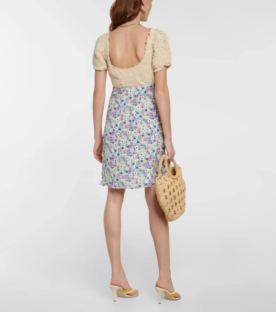 Rixo London Crochet Floral Print Mini Dress - Imagen 8