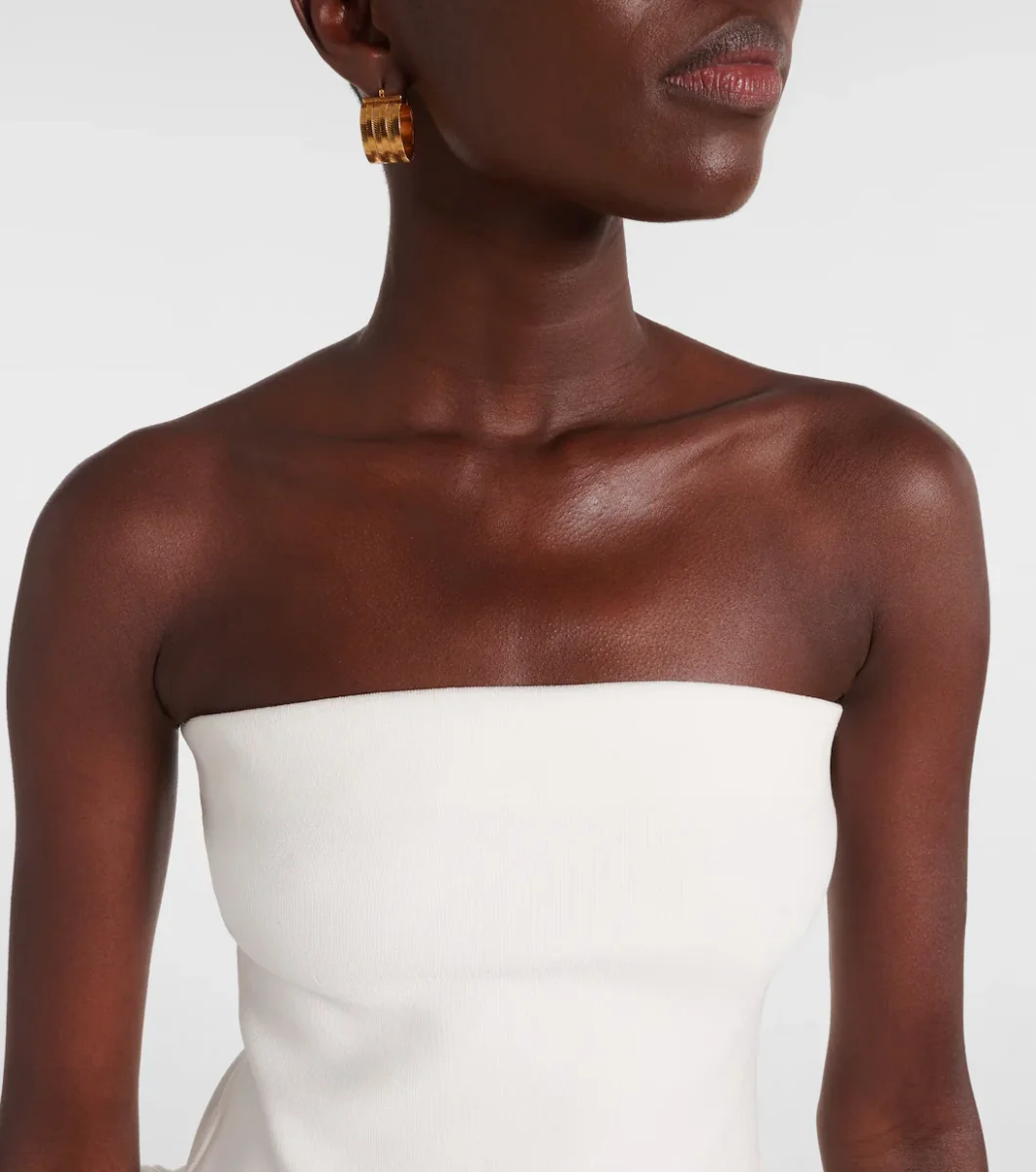 Simkhai White Pollie Bubble Knit Strapless Dress - Imagen 8