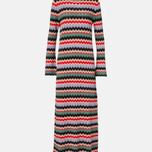Rixo London Chevron Jacquard Knit Midi Dress