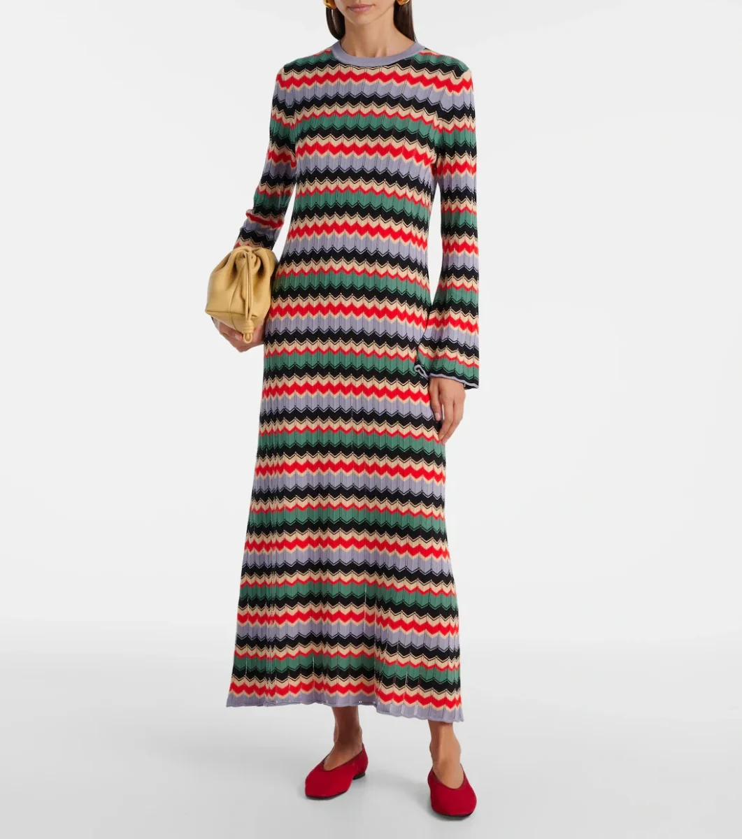 Rixo London Chevron Jacquard Knit Midi Dress - Imagen 3