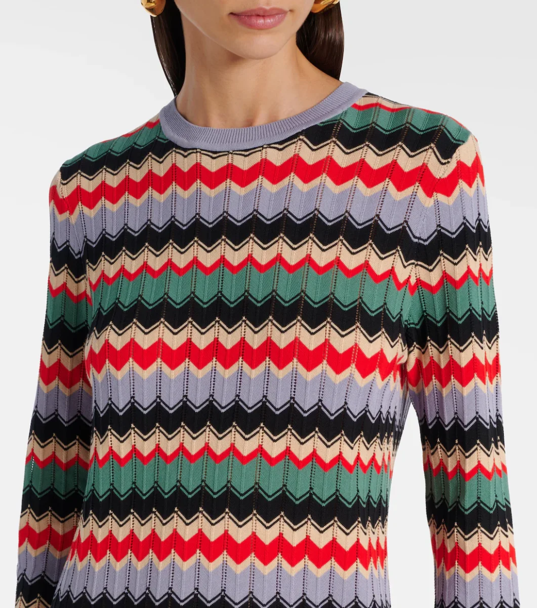 Rixo London Chevron Jacquard Knit Midi Dress - Imagen 9