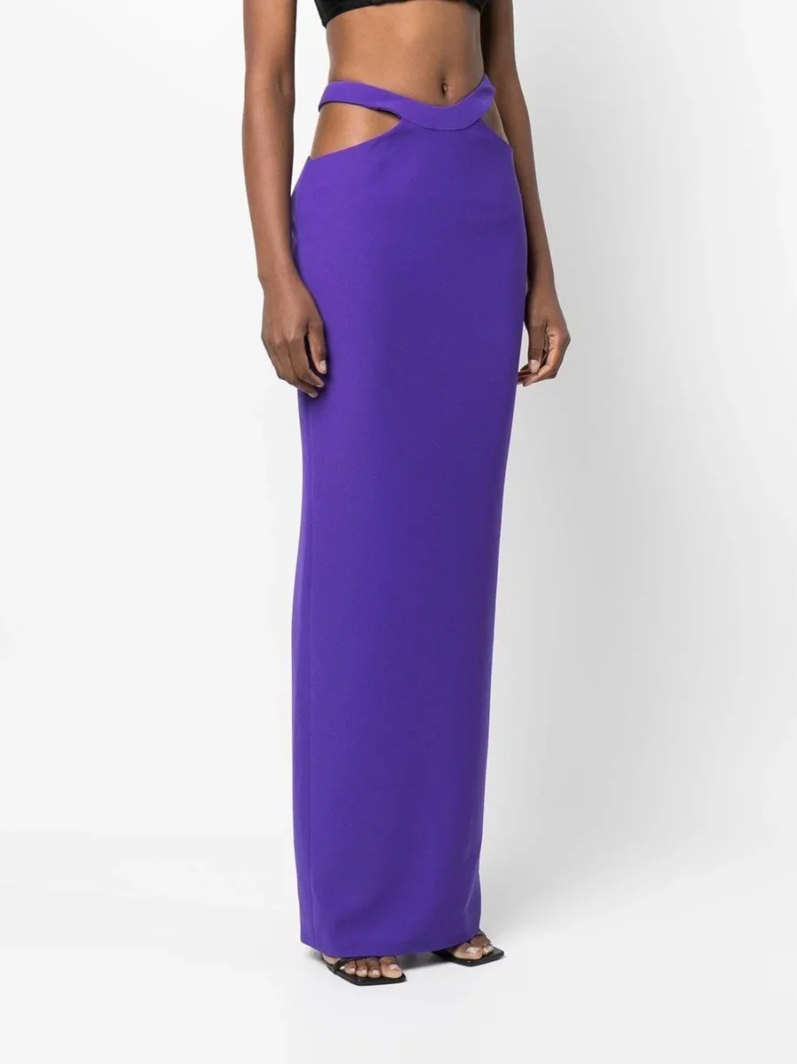 MONOT Cut-out Waist Back Slit Purple Maxi Skirt - Imagen 3