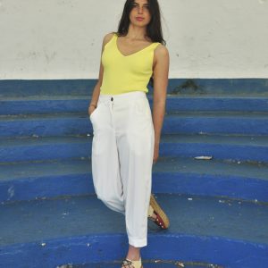 Pantalón de algodón blanco