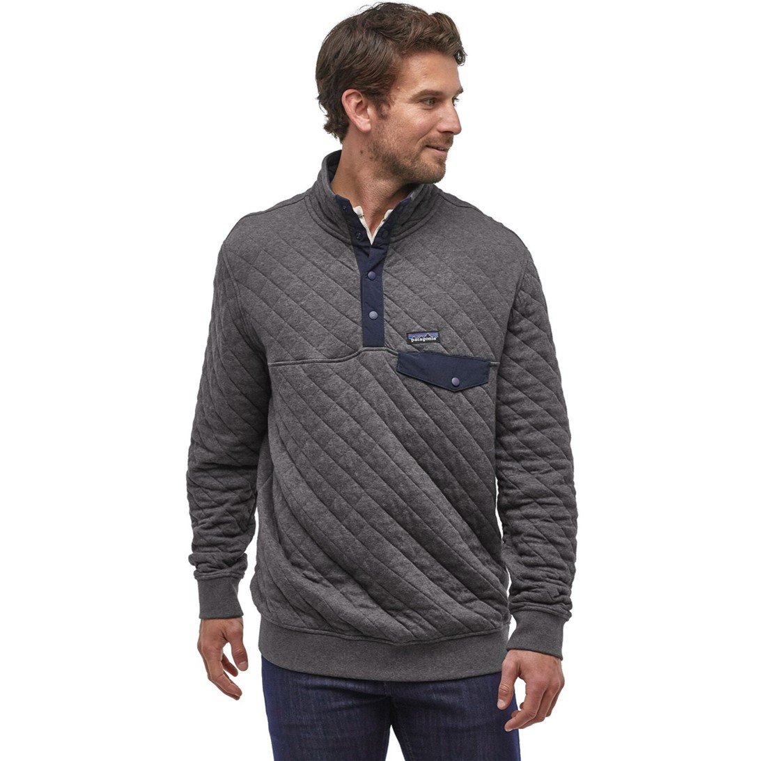 Polerón Organic Cotton Quilt Snap-T P/O Hombre Gris - Imagen 3