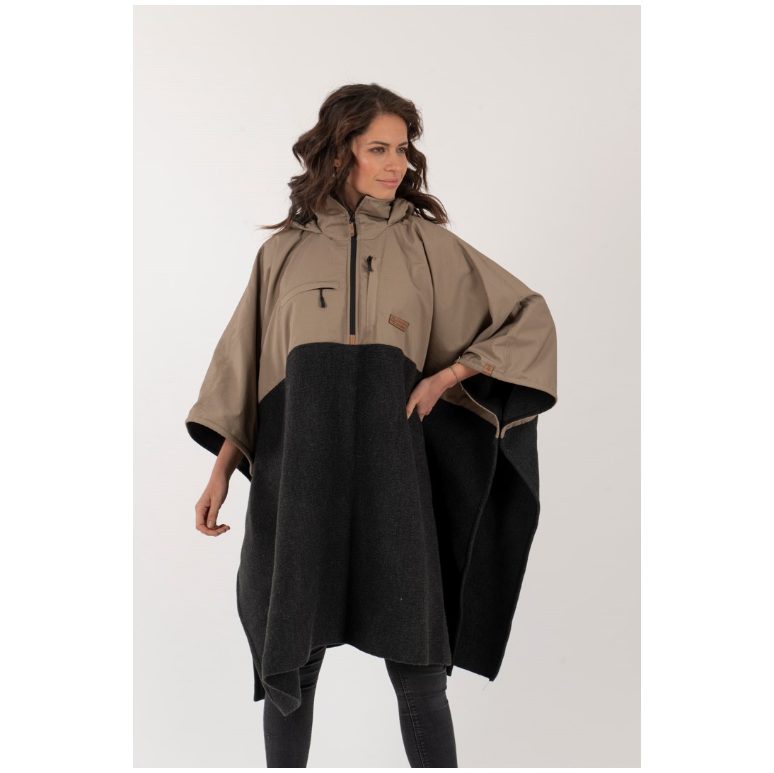 Poncho Taita Unisex Beige/Marengo - Imagen 6