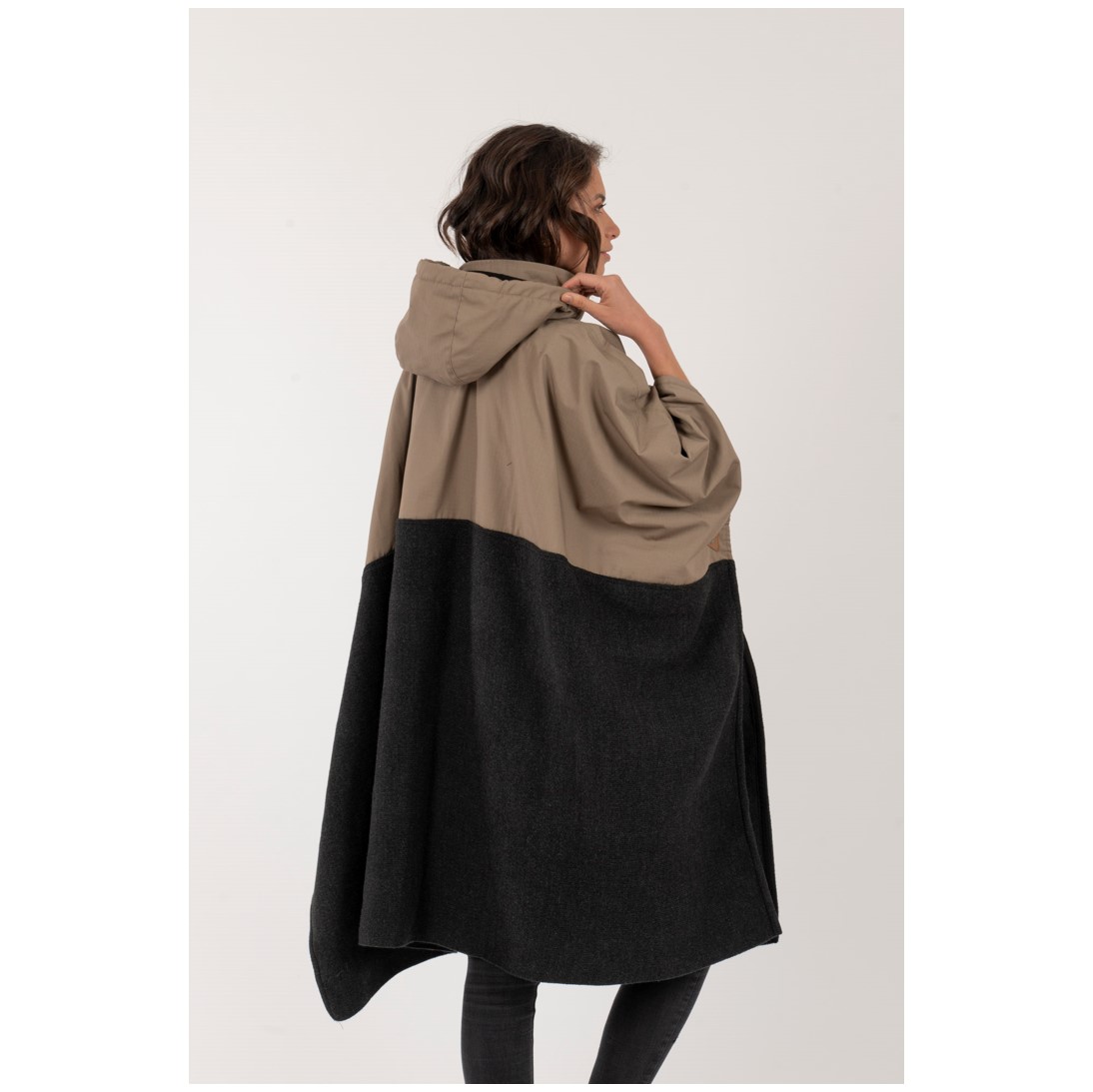 Poncho Taita Unisex Beige/Marengo - Imagen 5
