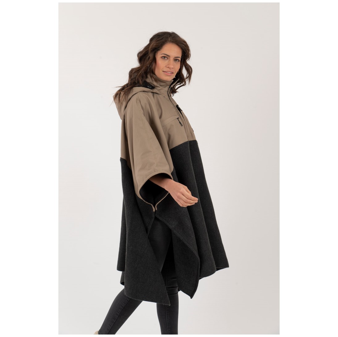 Poncho Taita Unisex Beige/Marengo - Imagen 4