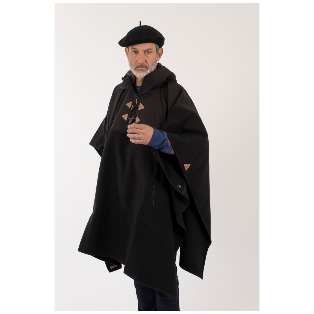 Poncho Taiyin Unisex Negro - Imagen 3