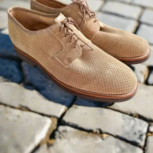 Private White V.C X Grenson Williams Perforated Suede Derby Shoe In Mushroom Brown