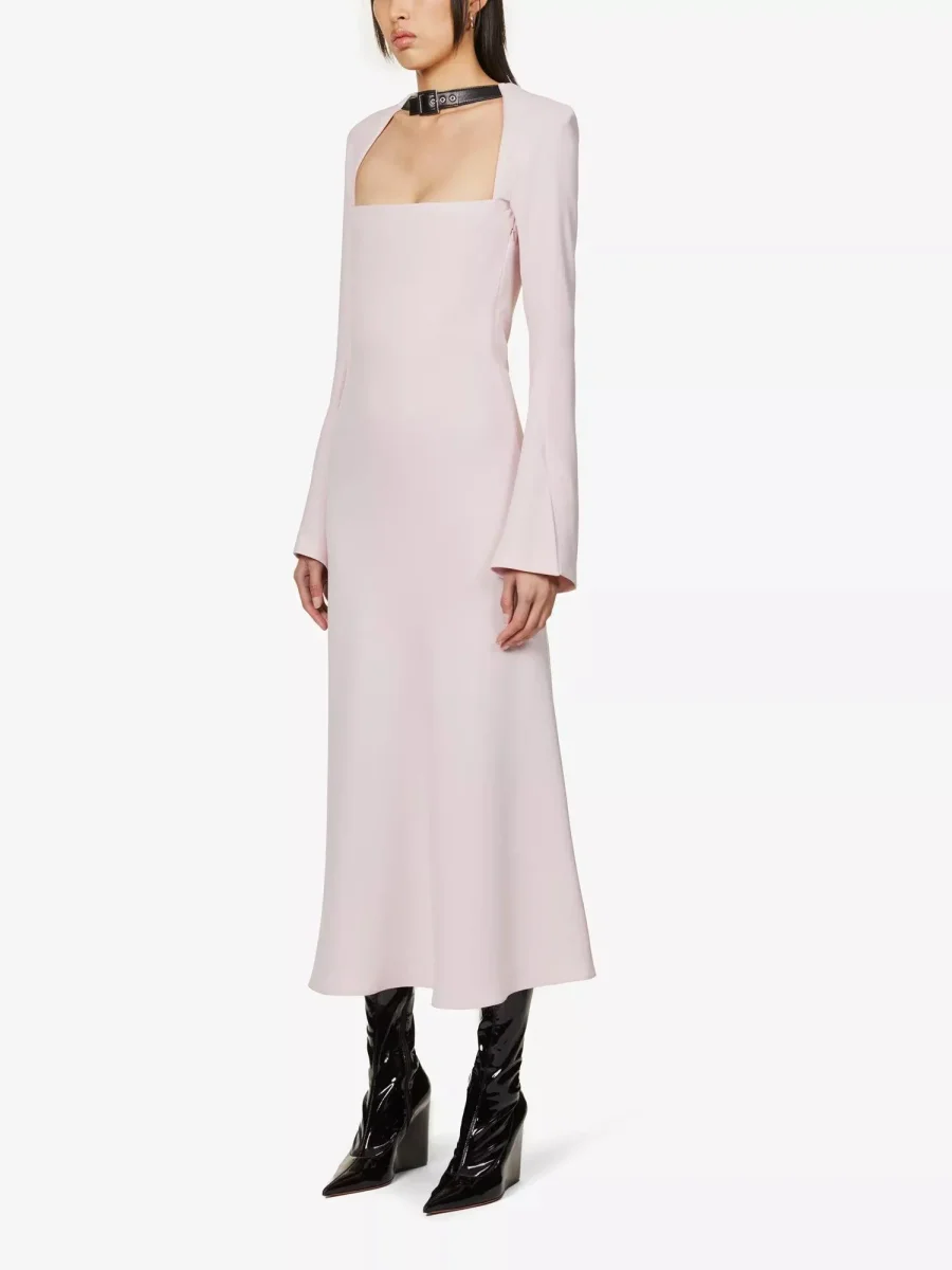 16ARLINGTON Leith Leather Buckle Detail Strap Pink Midi Dress - Imagen 3