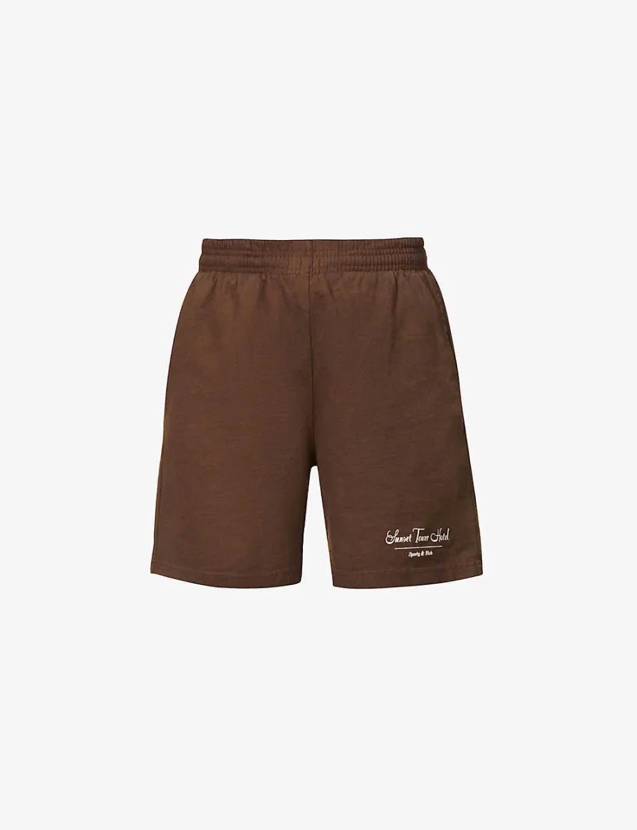 SPORTY & RICH Sunset Tower Hotel Brown Gym Shorts - Imagen 2