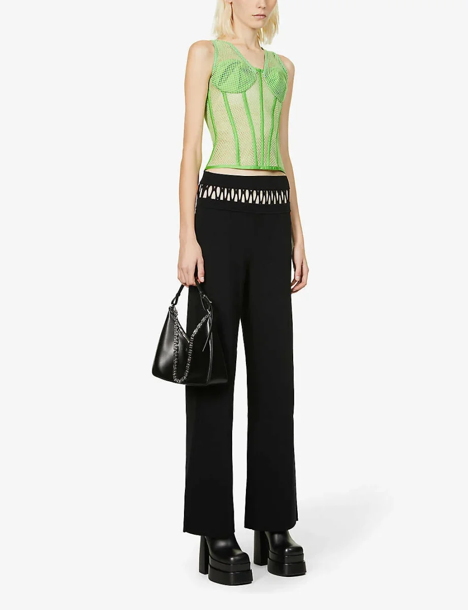 Rozie Corsets Mesh Stretch Woven Corset in Green - Imagen 5